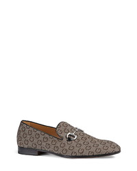 Grey Print Canvas Loafers