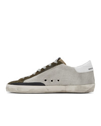 Golden Goose Silver And Khaki Sneakers