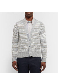 Thom Browne Intarsia Cotton Wool And Mohair Blend Cardigan