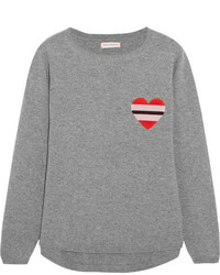Chinti and Parker Intarsia Cashmere Sweater Gray
