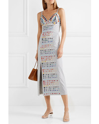 Rosie Assoulin Embellished Striped Cotton Poplin Midi Dress