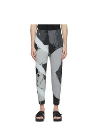 Homme Plissé Issey Miyake Grey And Black Cropped Big Brush Trousers