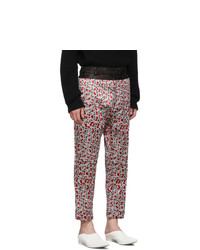 Haider Ackermann Grey And Red Contrast Waistband Trousers