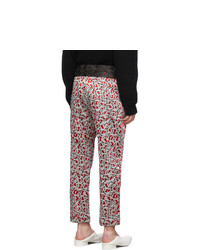 Haider Ackermann Grey And Red Contrast Waistband Trousers