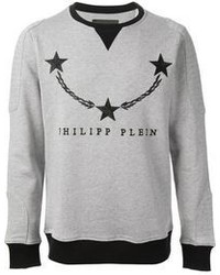 Grey Print Crew-neck Sweater