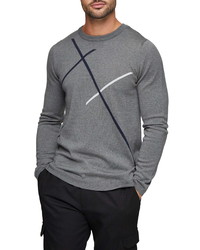 Topman Asymmetrical Stripe Crewneck Sweater