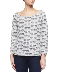Soft Joie Banner Sunglasses Print Jersey Top Heather Gray