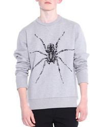 Lanvin Beaded Spider Crewneck Sweatshirt Dark Gray