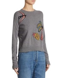 Valentino Bird Intarsia Knit Wool Cashmere Sweater