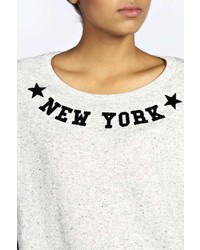 Boohoo Eva Printed Sweatshirt With Contrast Back