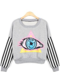 ChicNova Graphic Eye Printed Cropped Sweatshirt