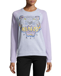 Kenzo Cotton Raglan Tiger Sweatshirt Light Gray