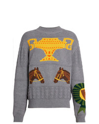 Burberry Equestrian Intarsia Cotton Wool Sweater