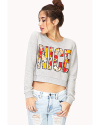 Forever 21 Floral Nice Cropped Sweatshirt