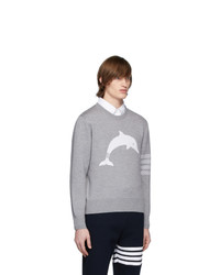 Thom Browne Grey Dolphin Icon 4 Bar Crewneck Sweater
