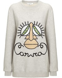 Carven Grey Embroidered Face Sweatshirt