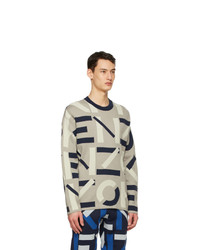 Kenzo Grey Jacquard Monogram Sport Sweater
