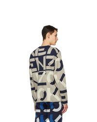 Kenzo Grey Jacquard Monogram Sport Sweater