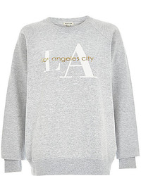 River Island Grey La City Print Sweatshirt