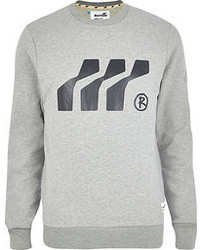 River Island Grey Marl Boxfresh Graphic Print Sweatshirt