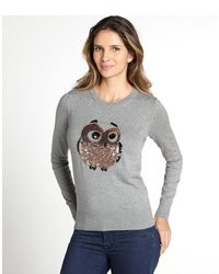 French Connection Grey Melange Lady Owl Sequin Sweater