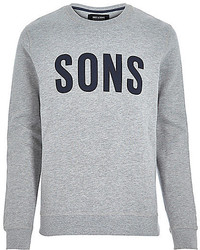 River Island Grey Only Sons Print Sweatshirt
