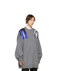 Raf Simons Grey Oversized Patches Sweater