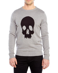 Brave Soul Grey Skull Knit Sweater