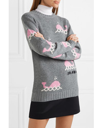Prada Intarsia Wool And Cashmere Blend Sweater