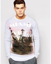 Solid Knitted Sweater With Miami Sublimation Print