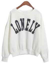 Lonely Print Crop Loose Grey Sweatshirt