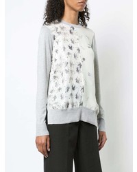 Derek Lam Long Sleeve Mixed Print Crewneck Sweater