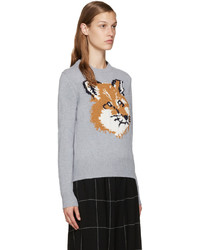 MAISON KITSUNE Maison Kitsun Grey Wool Fox Sweater