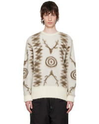 South2 West8 Off White Brown Loose Sweater