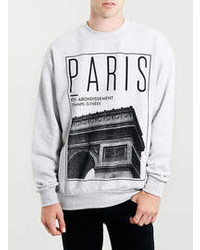 Topman Grey Marl Vintage Paris Sweatshirt