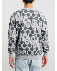 Topman Grey Mickey Face Sweatshirt