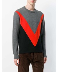 AMI Alexandre Mattiussi Tricolor Crew Neck Sweater With Contrasted Bands
