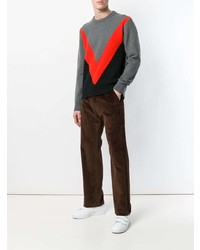 AMI Alexandre Mattiussi Tricolor Crew Neck Sweater With Contrasted Bands