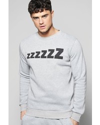 Boohoo Zzz Print Crew Neck Sweatshirt