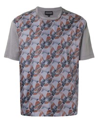 Emporio Armani Abstract Print Panelled T Shirt