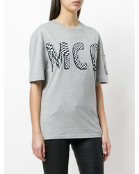 MCQ Alexander Ueen Check Logo Print T Shirt