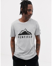 Penfield Augusta Mountain Logo Front T Shirt In Grey Marl