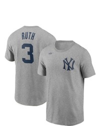 Nike Babe Ruth Heathered Gray New York Yankees Cooperstown Collection Name Number T Shirt In Heather Gray At Nordstrom