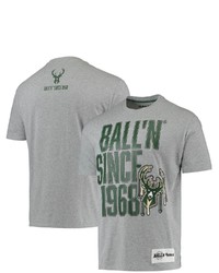 BALL-N Balln Heathered Gray Milwaukee Bucks Since 1968 T Shirt