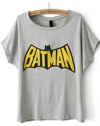 Batman Print Grey T Shirt