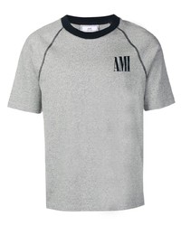 Ami Paris Bicolor Crewneck T Shirt With Ami Print