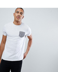 Burton Menswear Big Tall T Shirt With Geo Print Pocket Detail In Grey