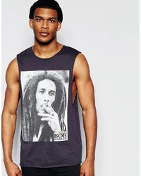 Asos Brand Sleevless T Shirt With Bob Marley Print