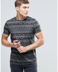 Asos Brand T Shirt With Texture Infill Print In Khaki