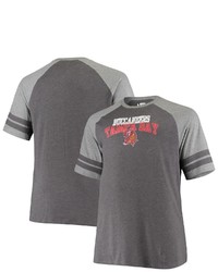 FANATICS Branded Blackheathered Gray Tampa Bay Buccaneers Big Tall Throwback 2 Stripe Raglan T Shirt